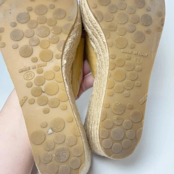 Jimmy Choo Womens Size 39 Criss Cross Patent Leather Wedge Espadrilles Sandal - Picture 11 of 14